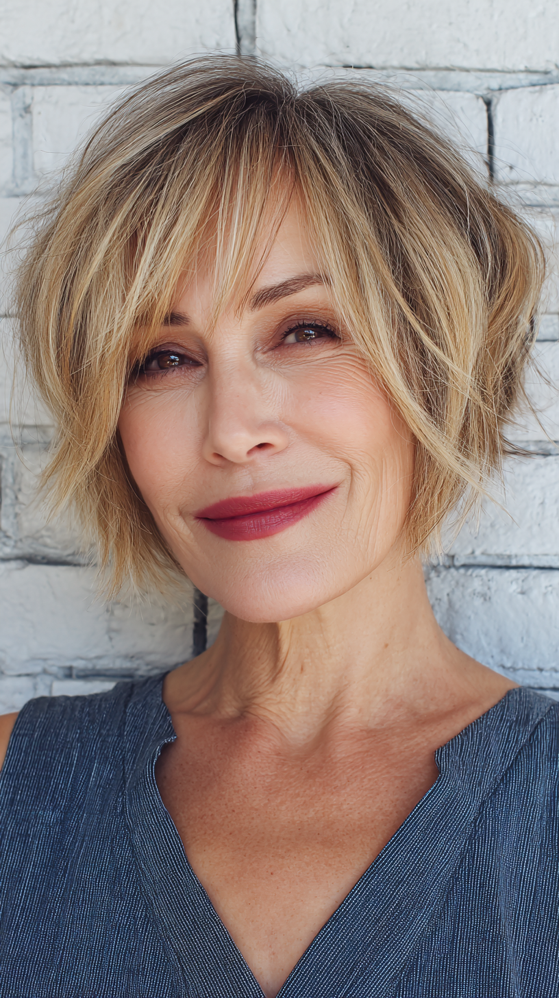 Effortlessly Stylish Choppy Bob with Face-Framing Layers