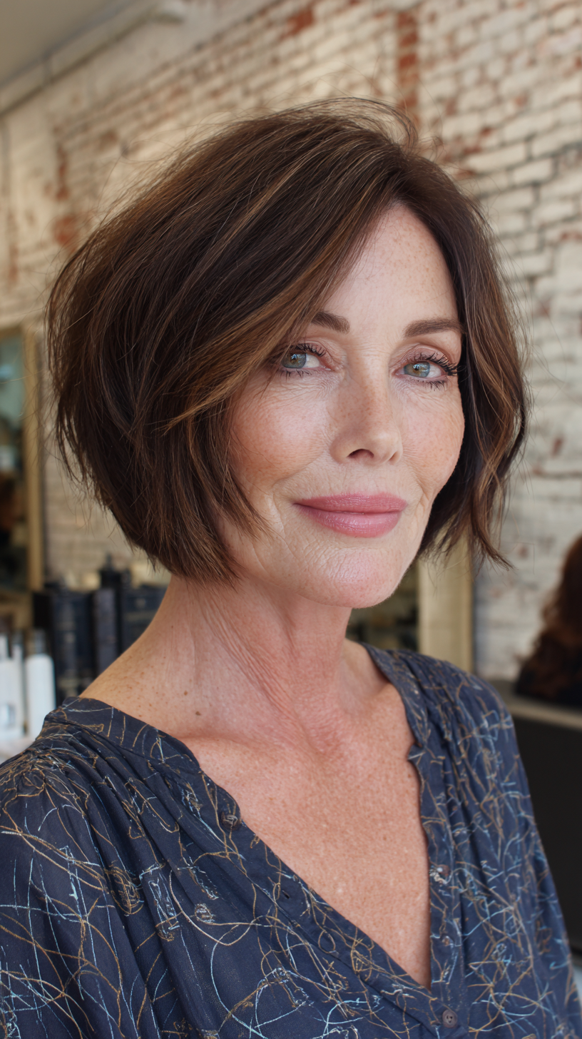 Modern Choppy Bob with Subtle Balayage Highlights