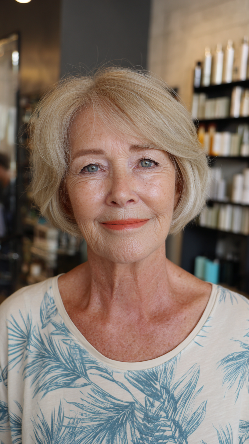 Modern Soft Curly Bob for Mature Women
