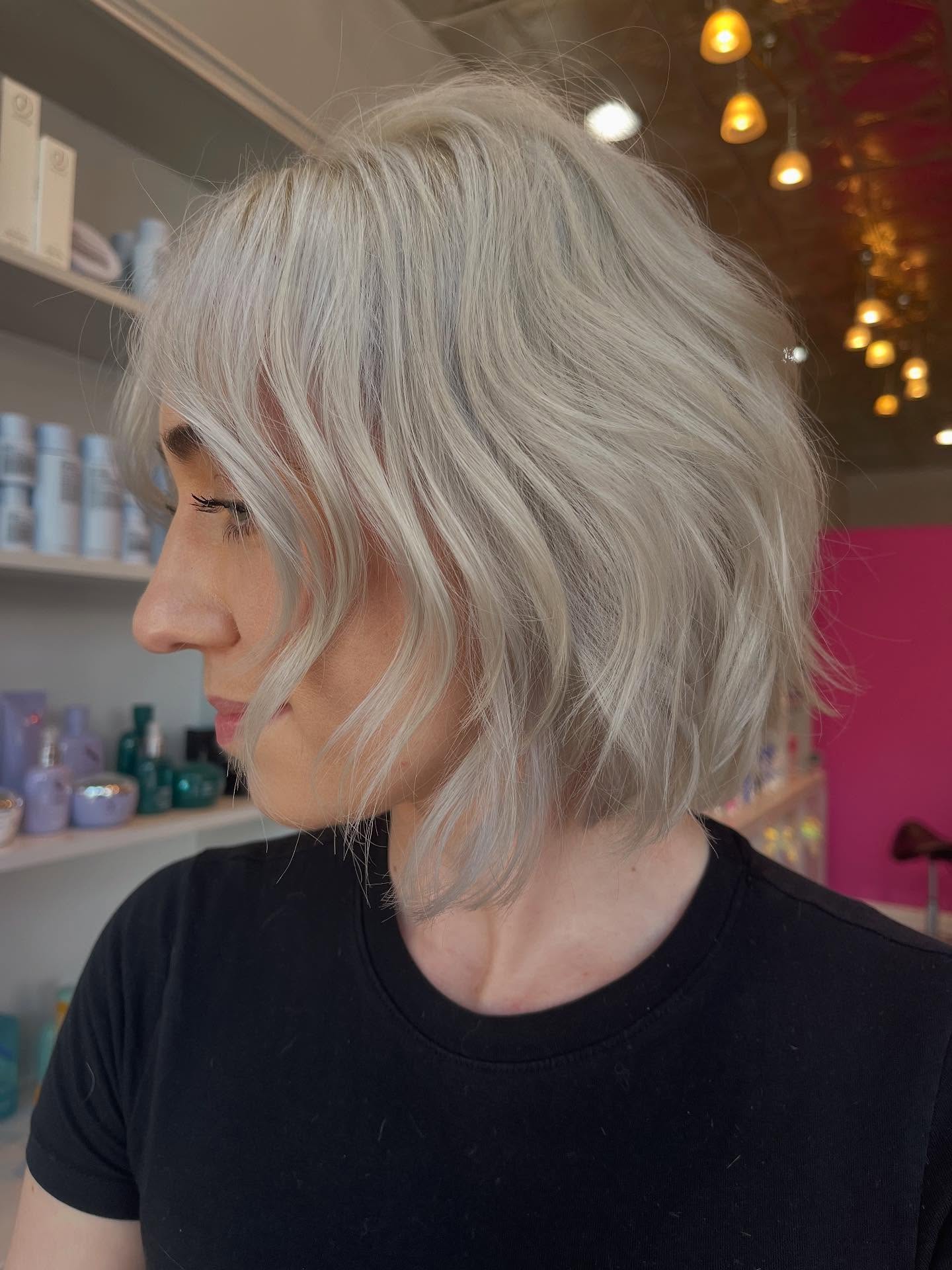 Modern Soft-Wave Bob with Icy Blonde Tones
