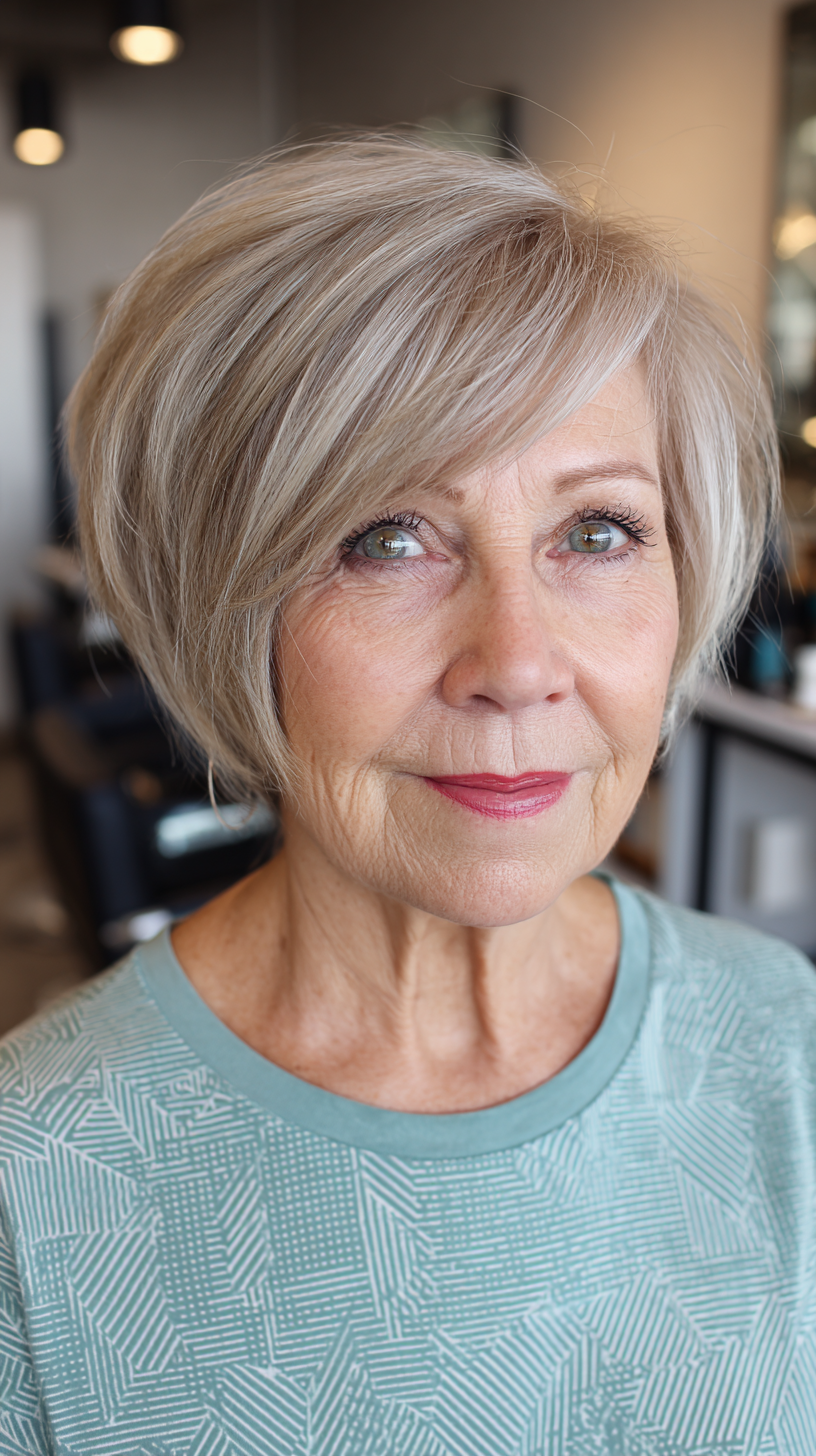 Modern Textured Bob with Soft Silver Highlights