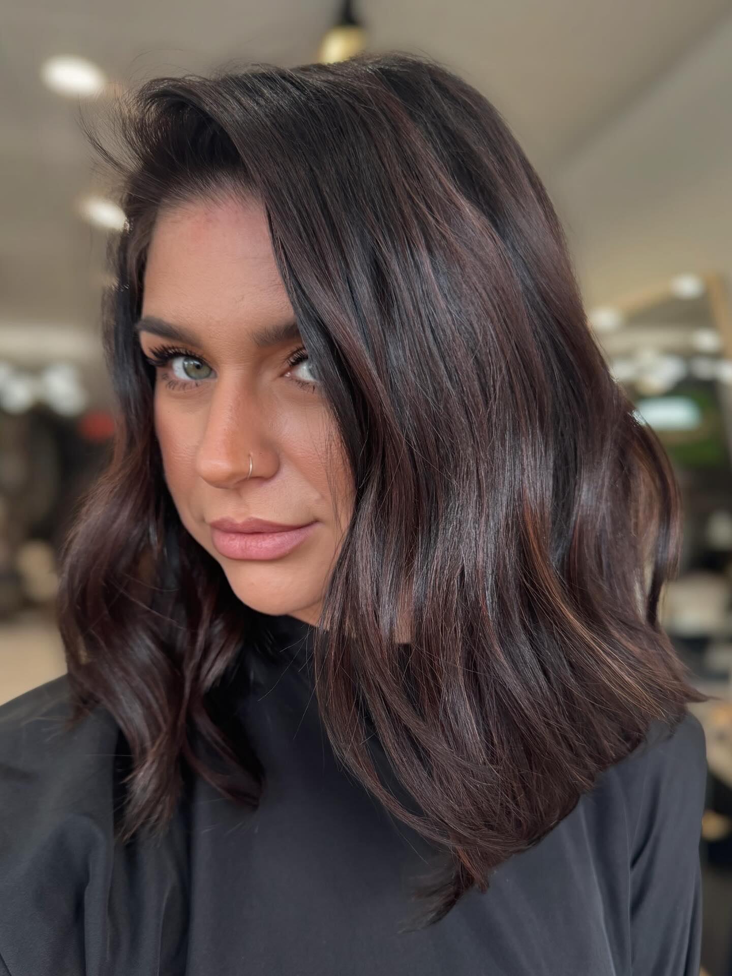 Rich Chocolate Long Bob with Soft Waves