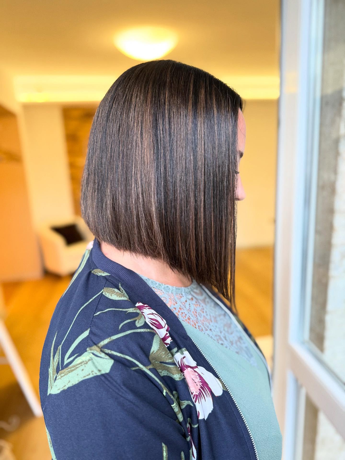 Sleek Blunt Long Bob with Subtle Shine