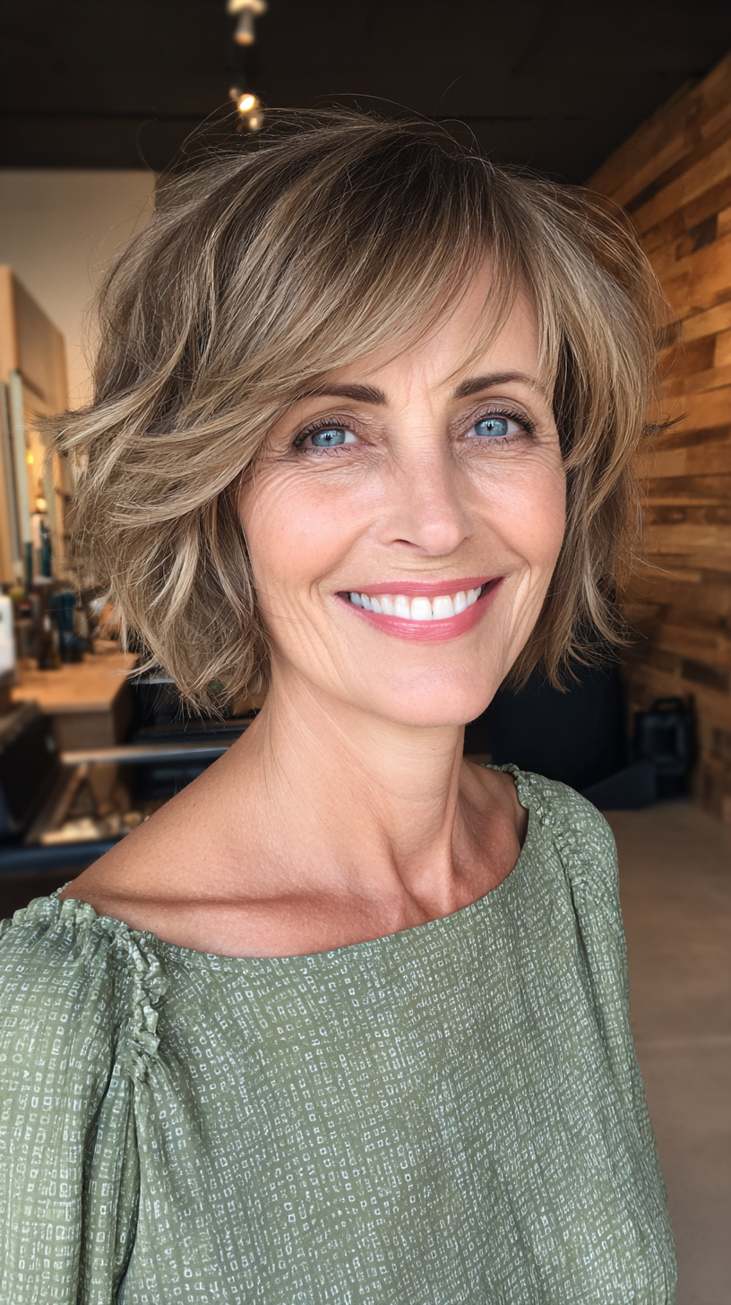 Softly Textured Choppy Bob with Subtle Waves