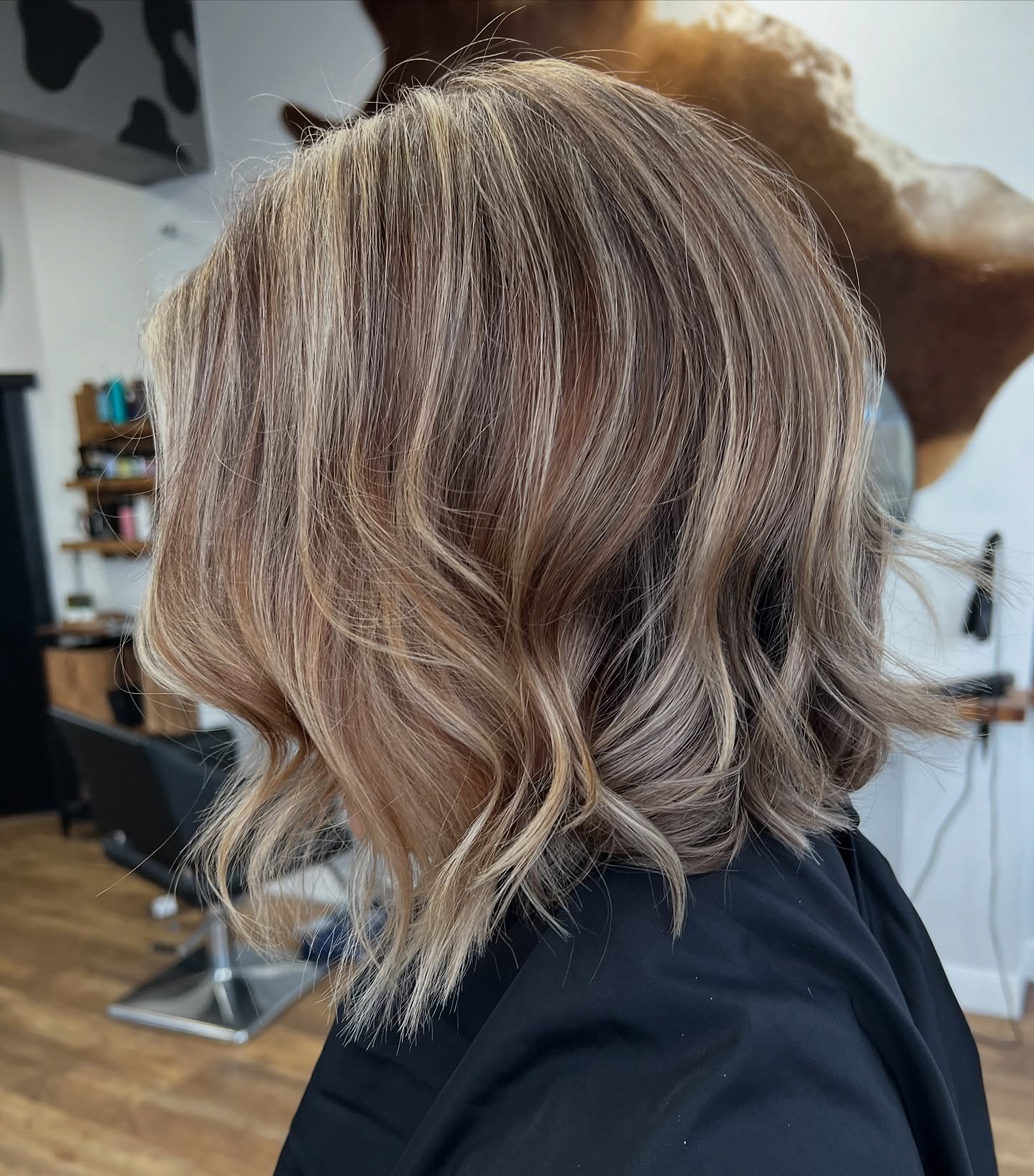 Softly Textured Long Bob with Warm Ash Undertones