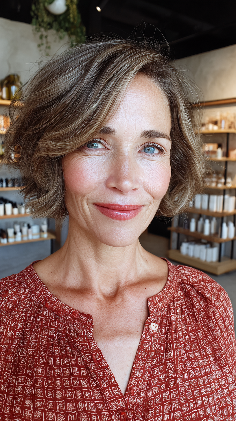 Stylish Soft Choppy Bob with Gentle Waves