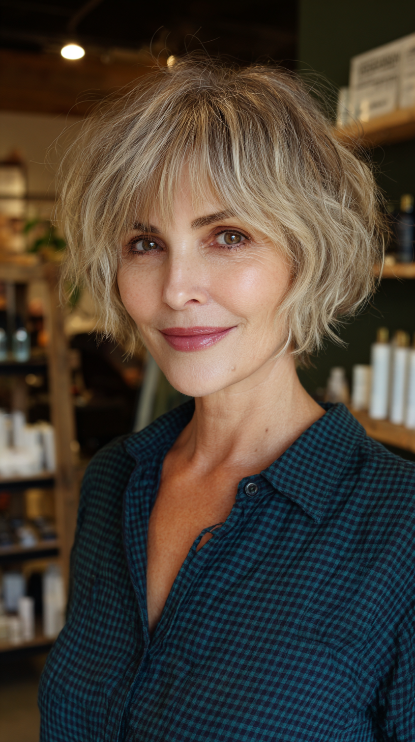 Textured Choppy Bob with Playful Volume