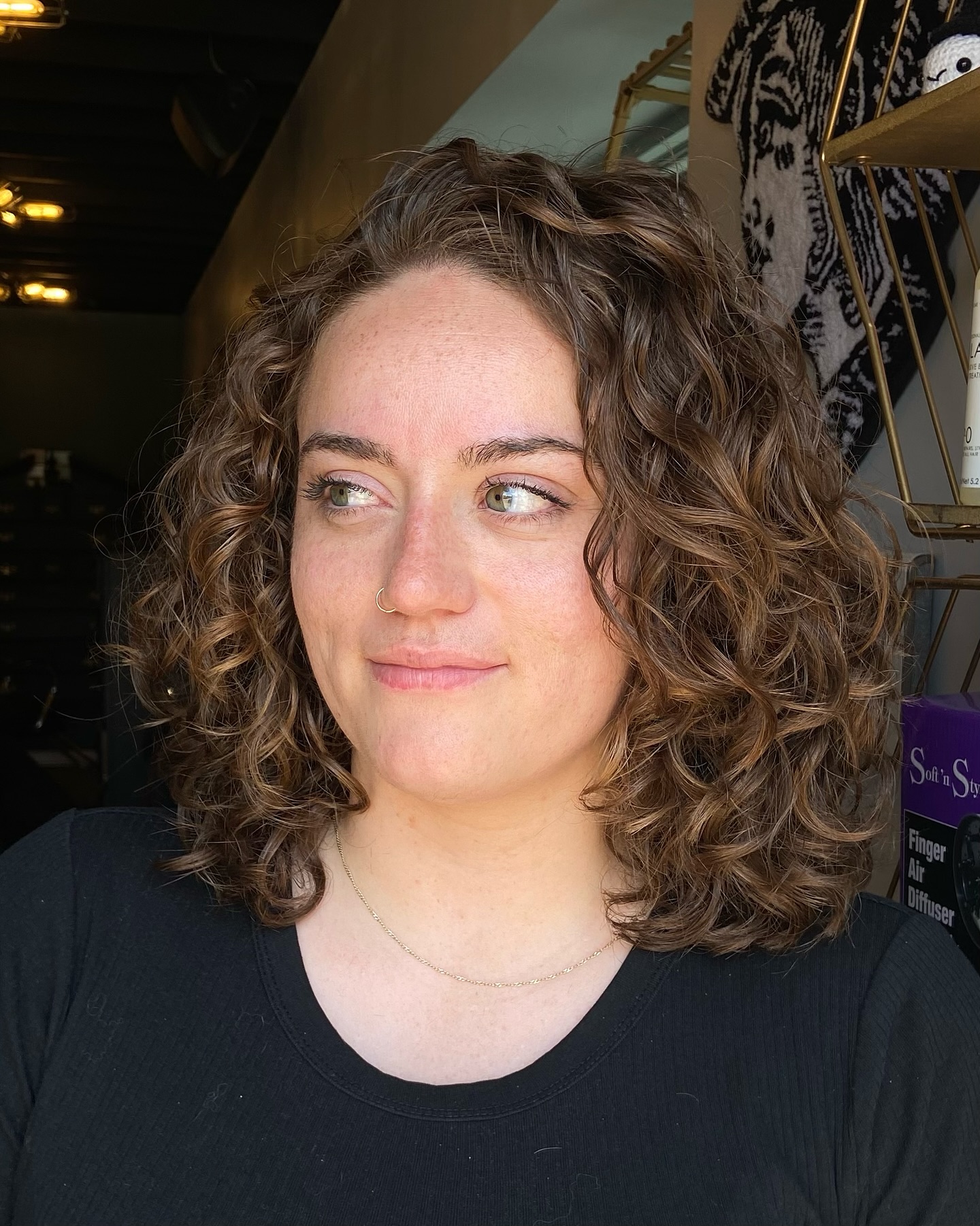 Textured Curly Long Bob with Defined Layers