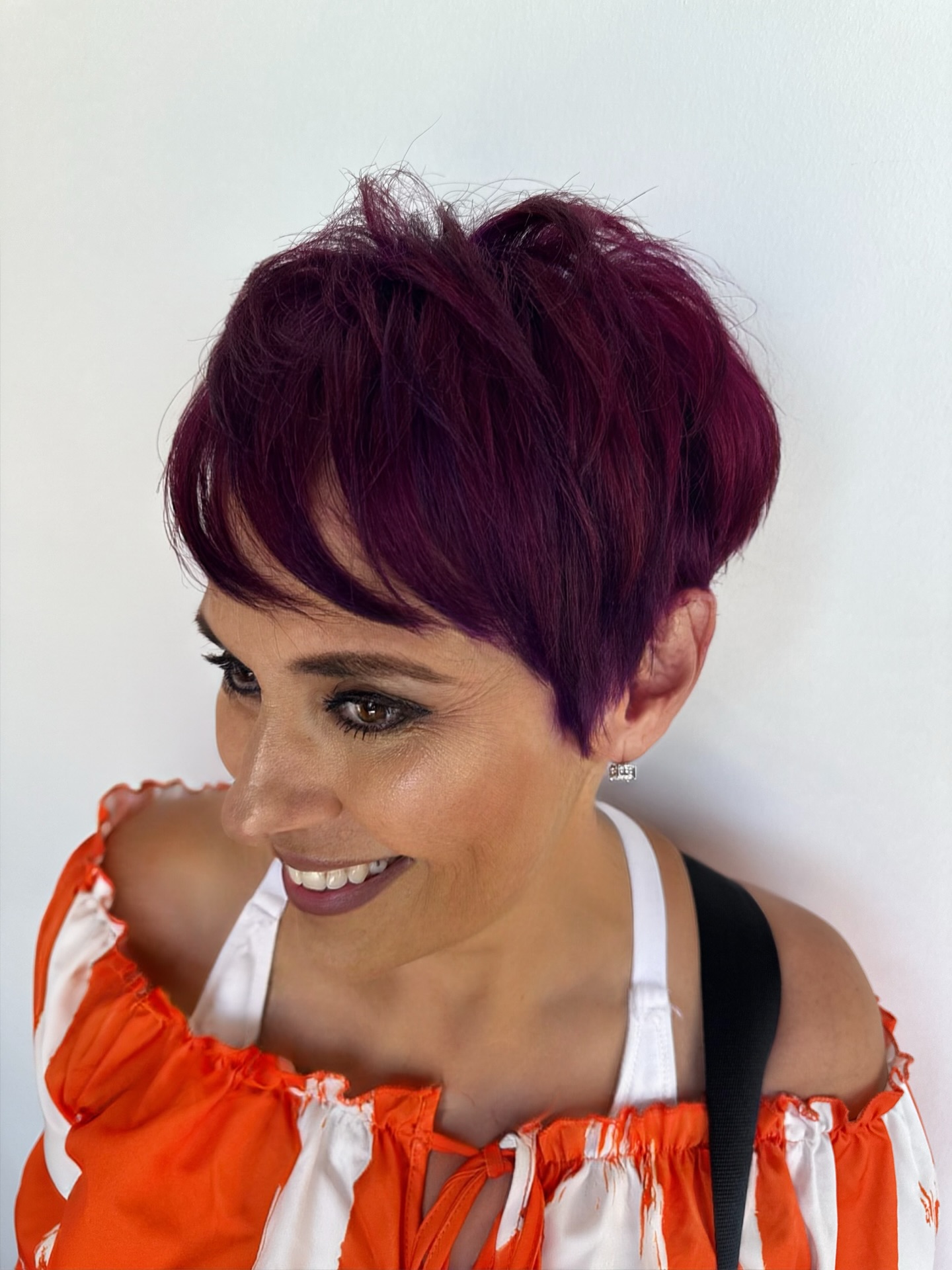 Textured Funky Pixie with Bold Plum Undertones