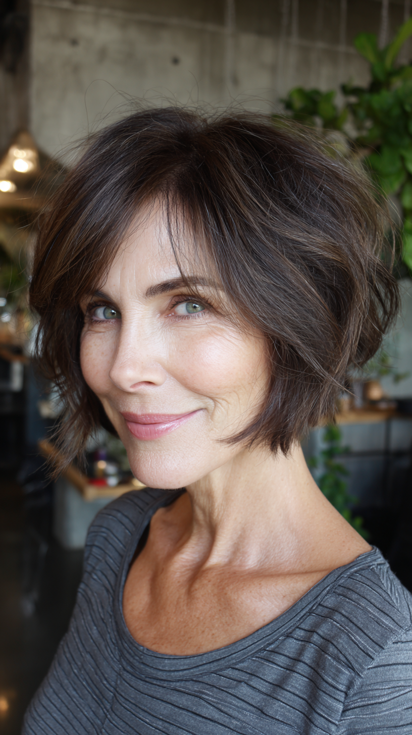Textured Short Choppy Bob with Lively Layers