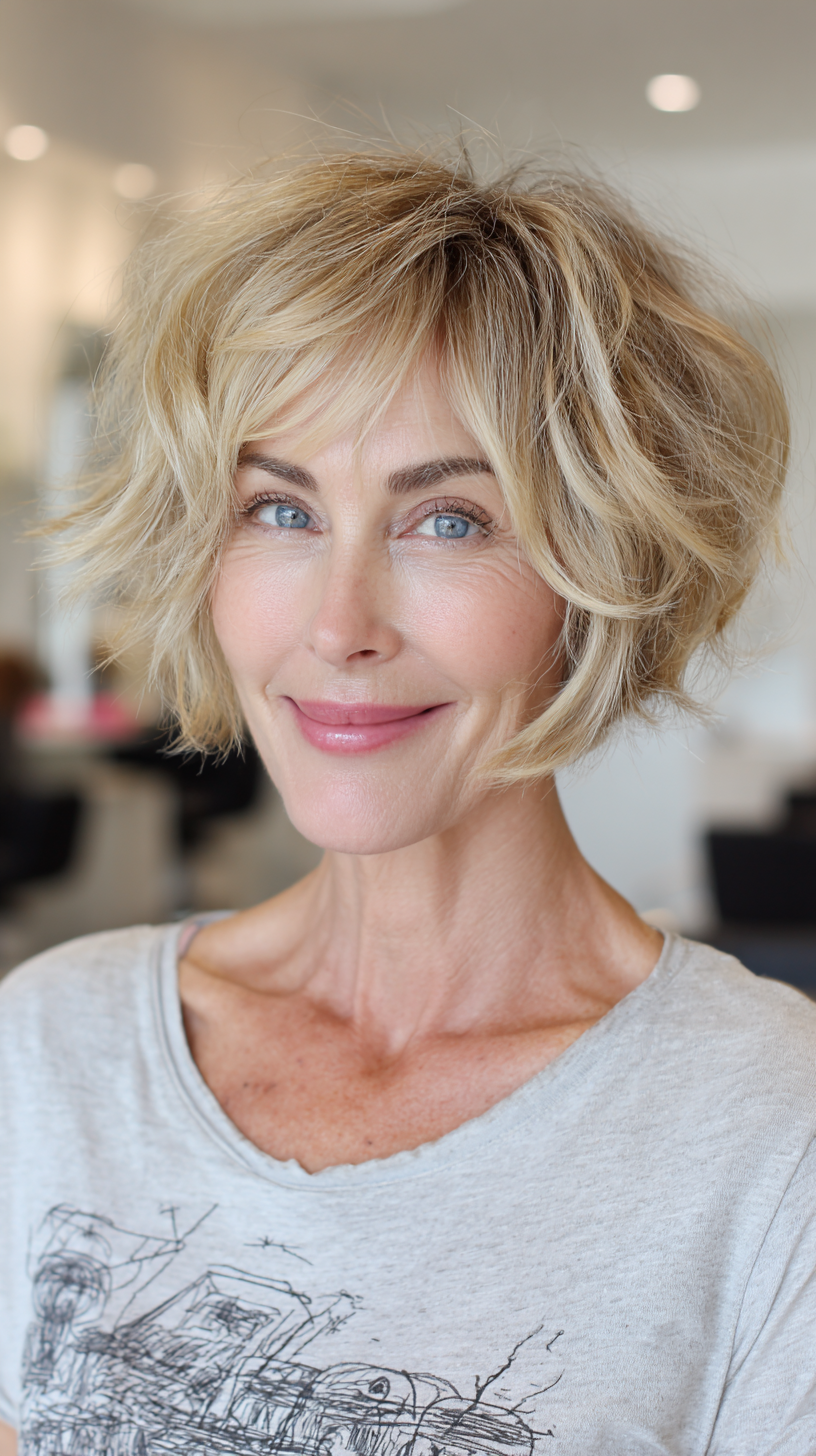 Textured Short Choppy Bob with Lively Volume