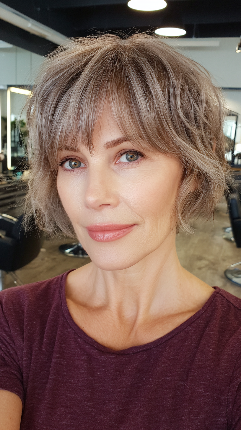 Textured Short Choppy Bob with Soft Layers