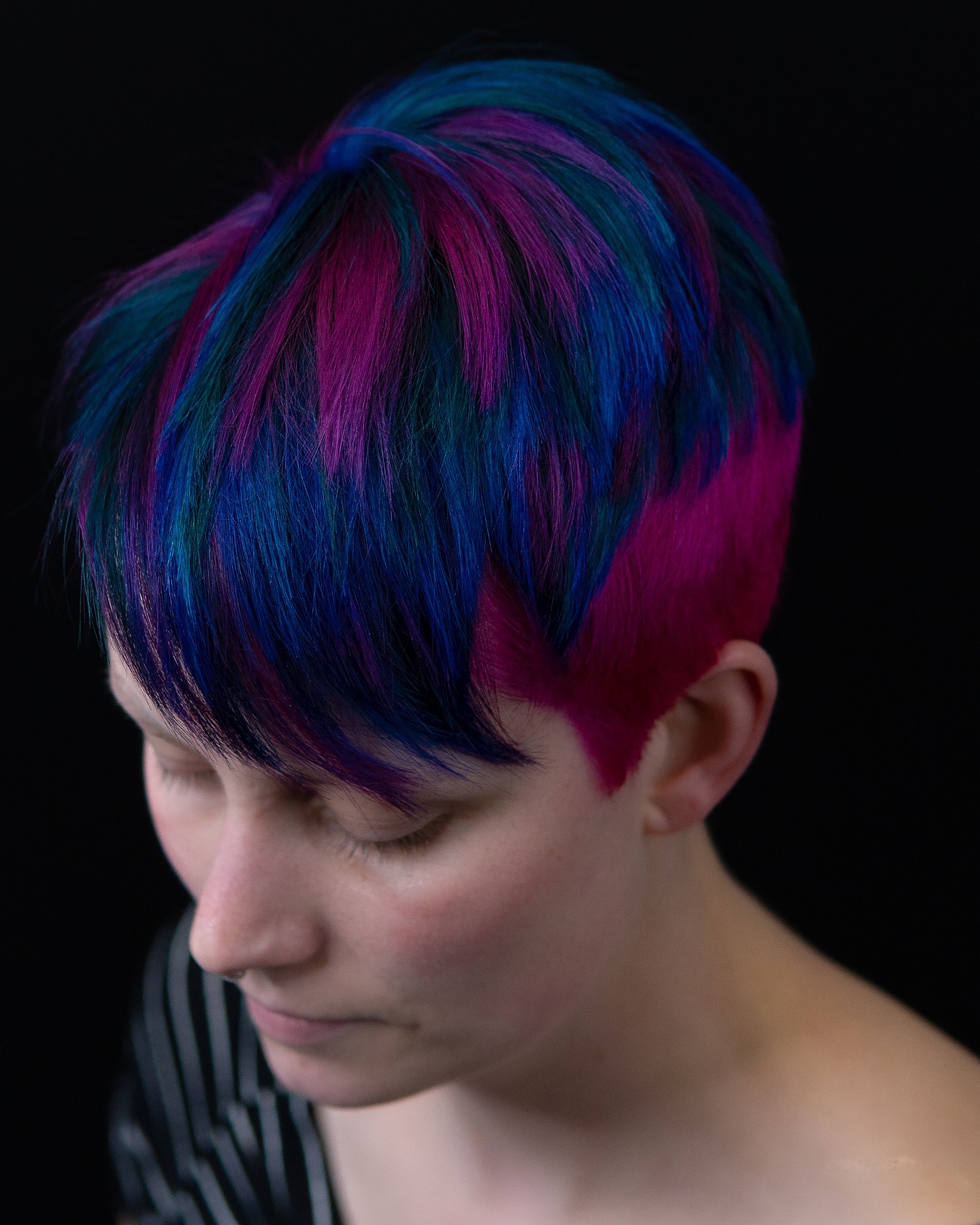 Vibrant Asymmetrical Funky Pixie with Bold Dual Tones
