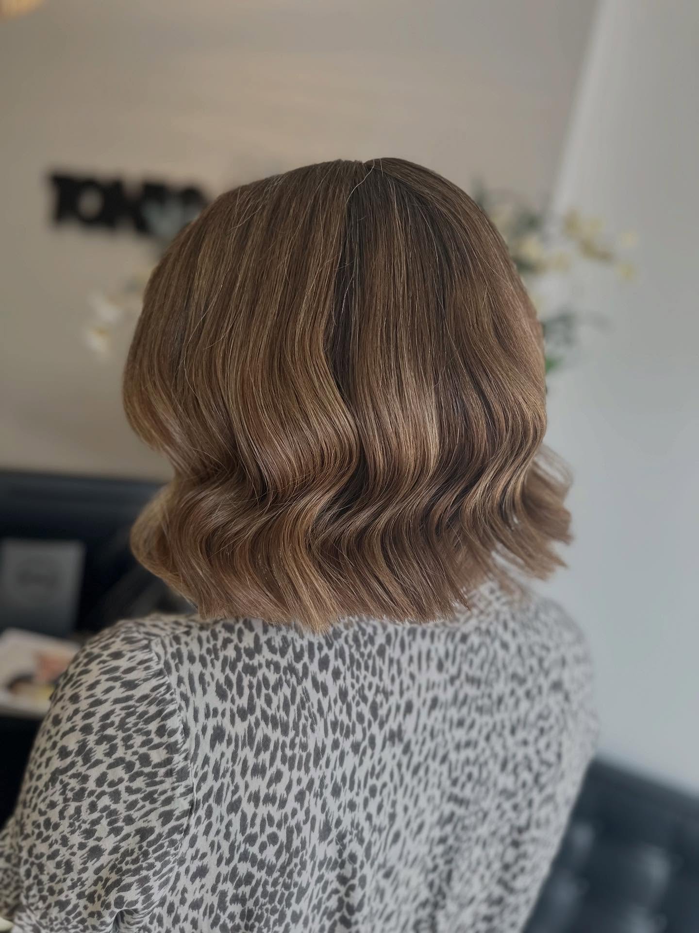 Warm Chestnut Soft-Wave Bob with Glossy Finish