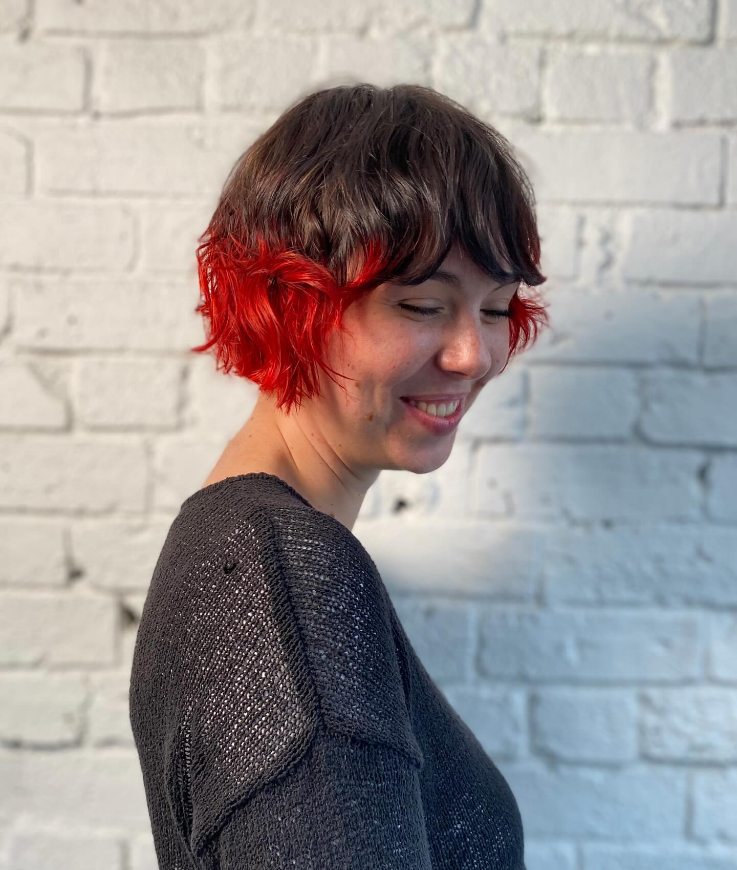 Bold Textured Bob with Fiery Ombre Ends