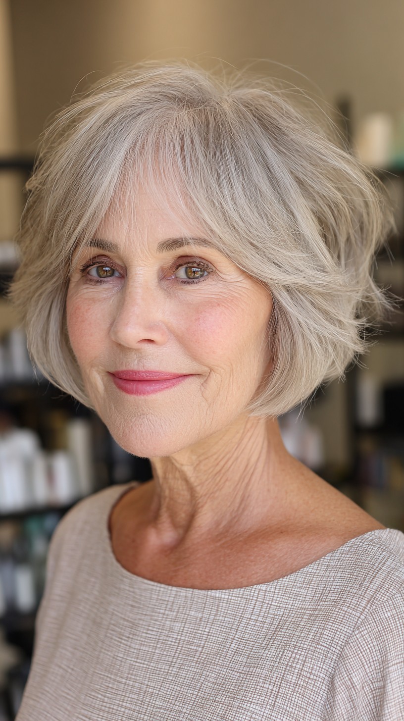 Charmingly Tousled Silver Bob