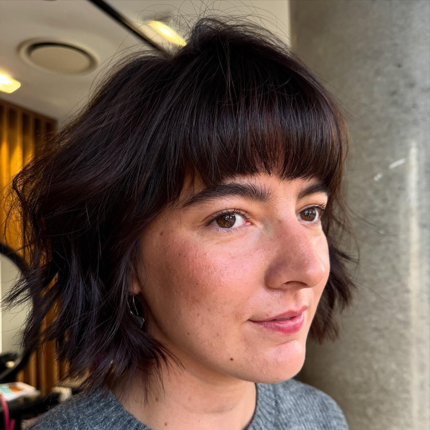 Chic Textured Bob with Bold Bangs