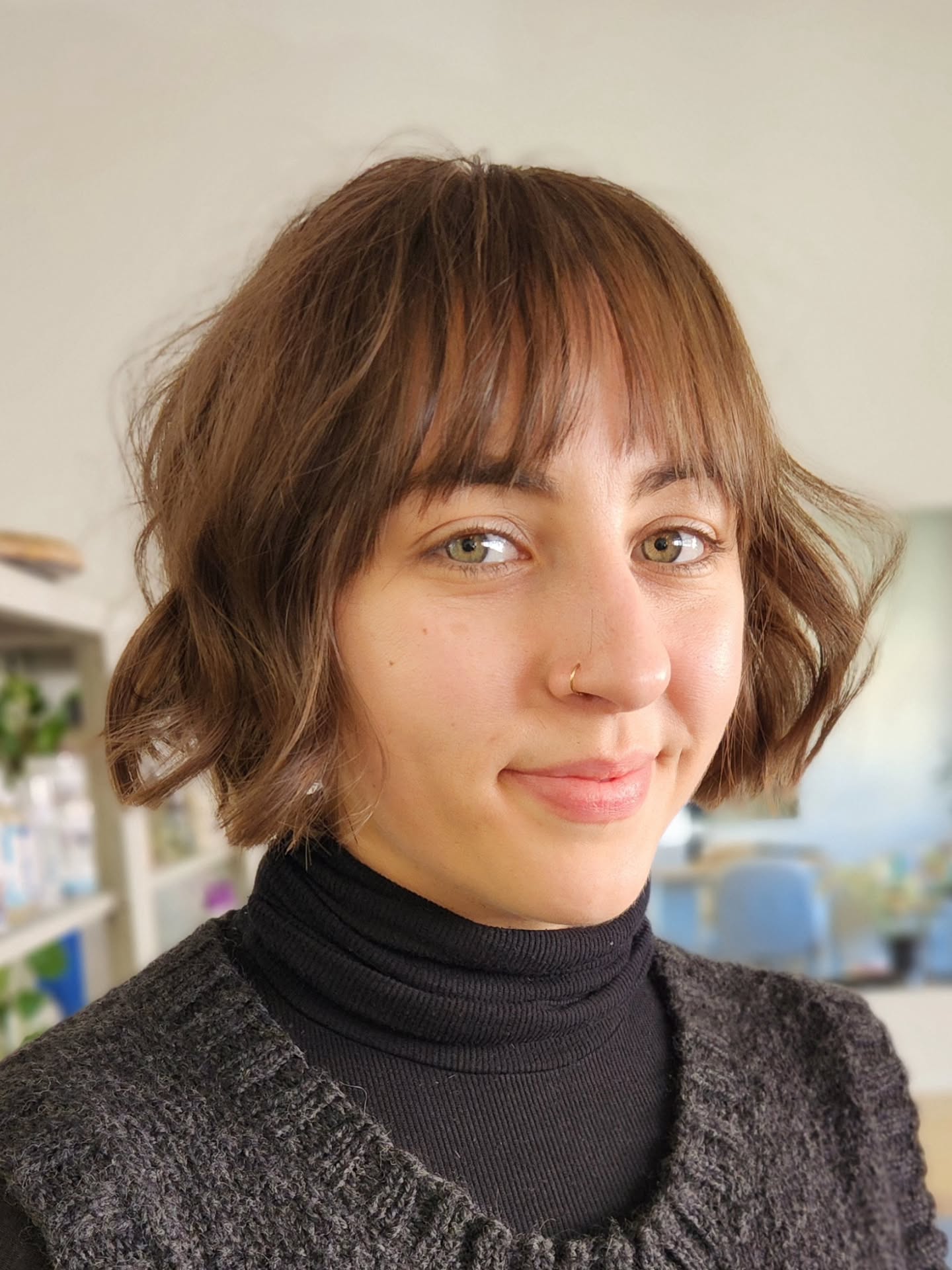 Chic Textured Bob with Soft Bangs