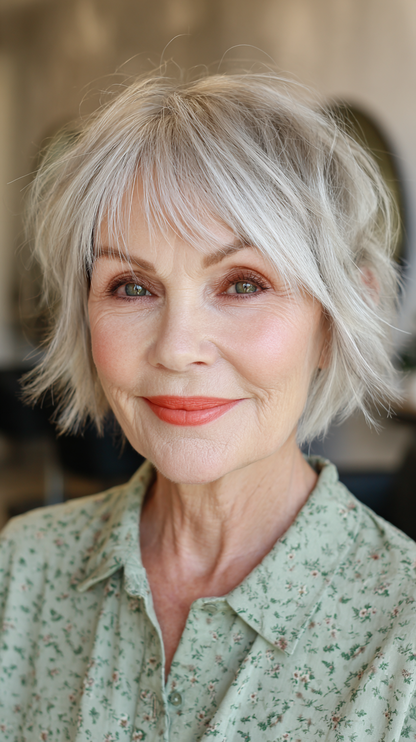 Chic Textured Short Shag with Delicate Fringes