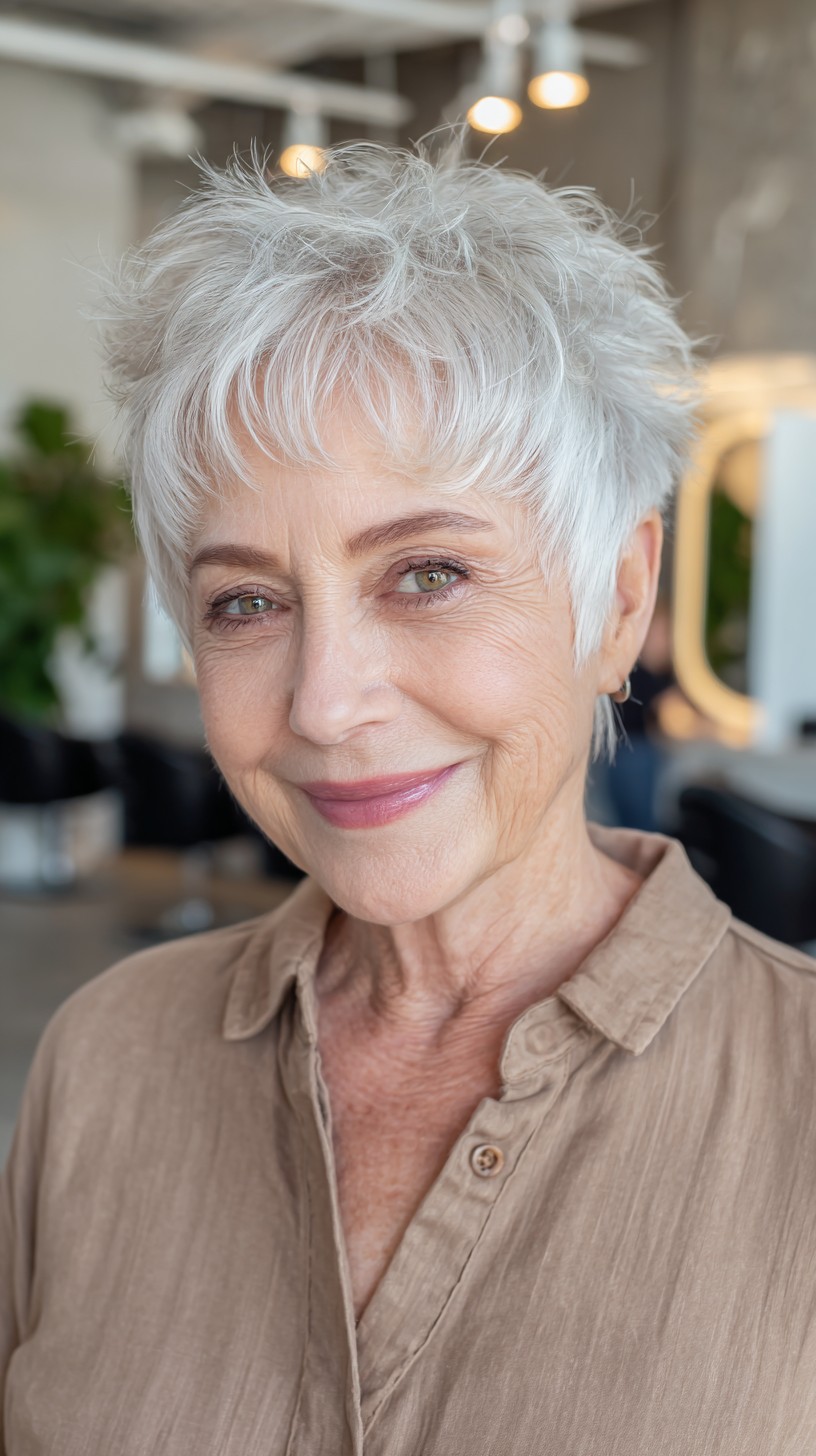 Effortless Silver Pixie Cut for Subtle Elegance