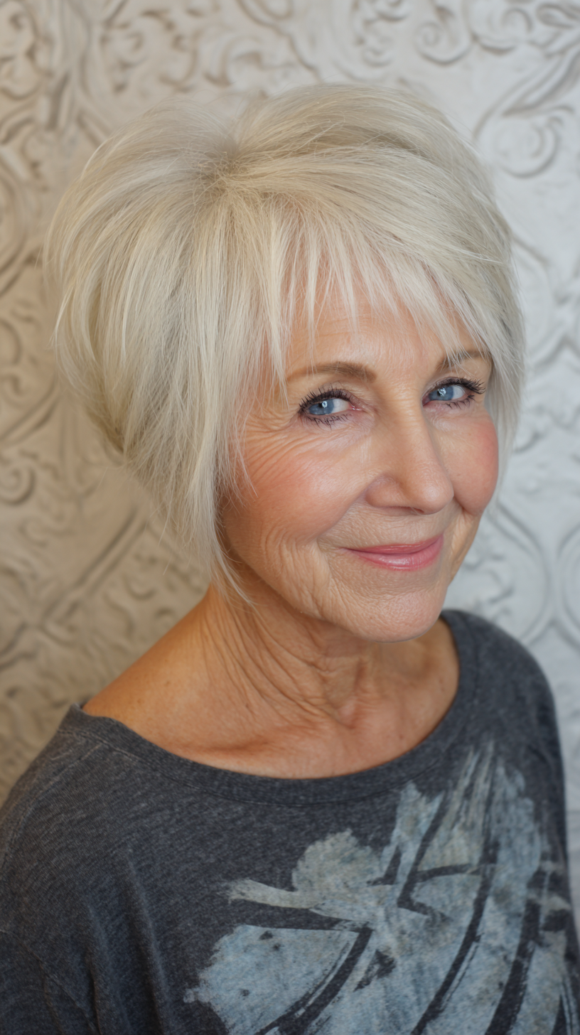 Modern Feathered Short Cut for Mature Women