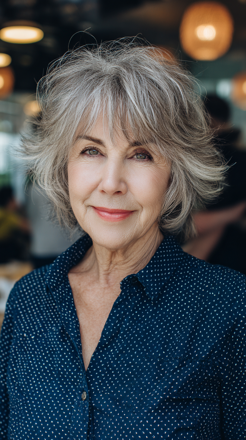 Textured Feathered Cut with Soft Volume for Mature Women