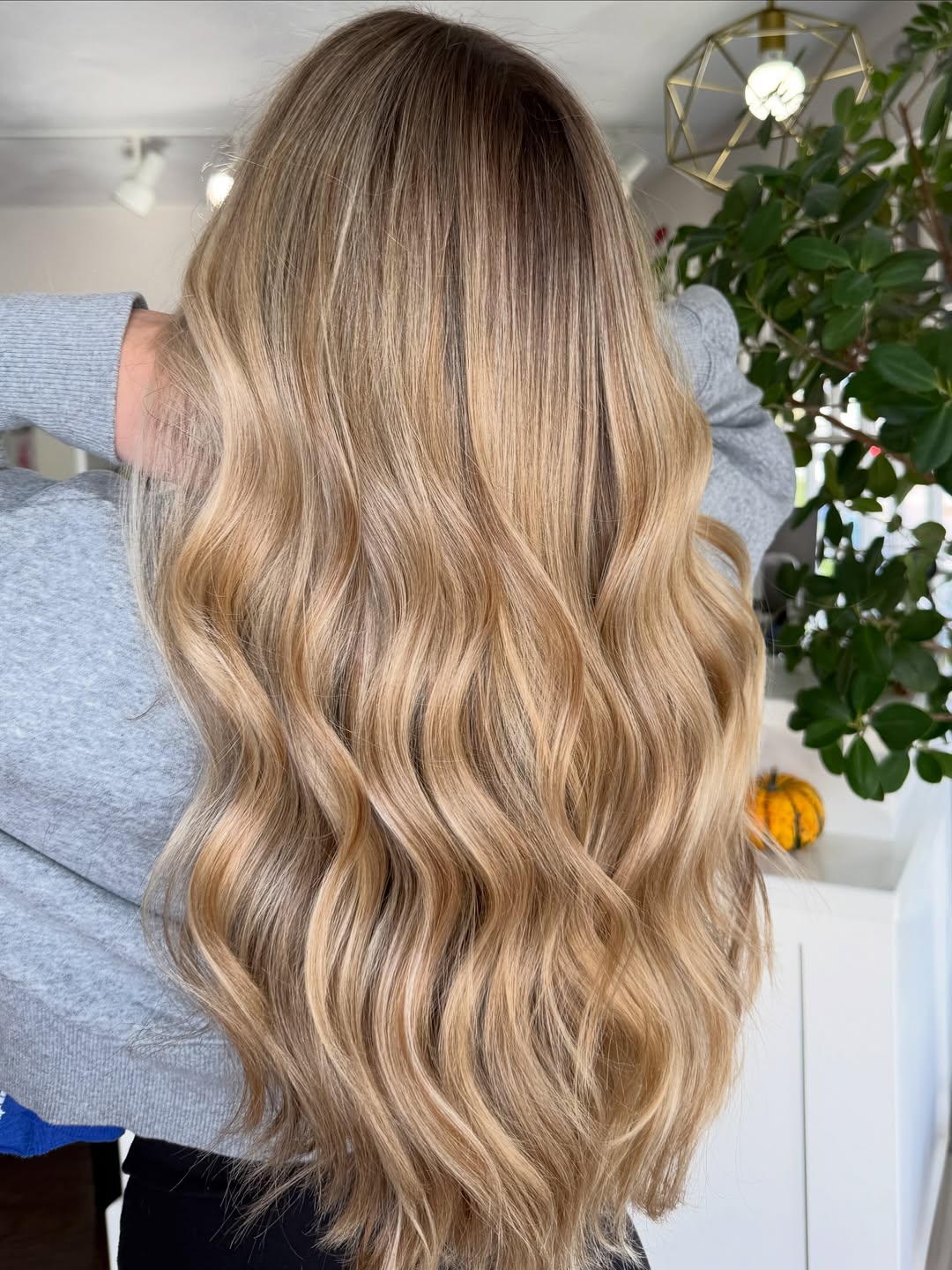 Beachy Soft Root Melt Blonde Balayage with Textured Waves