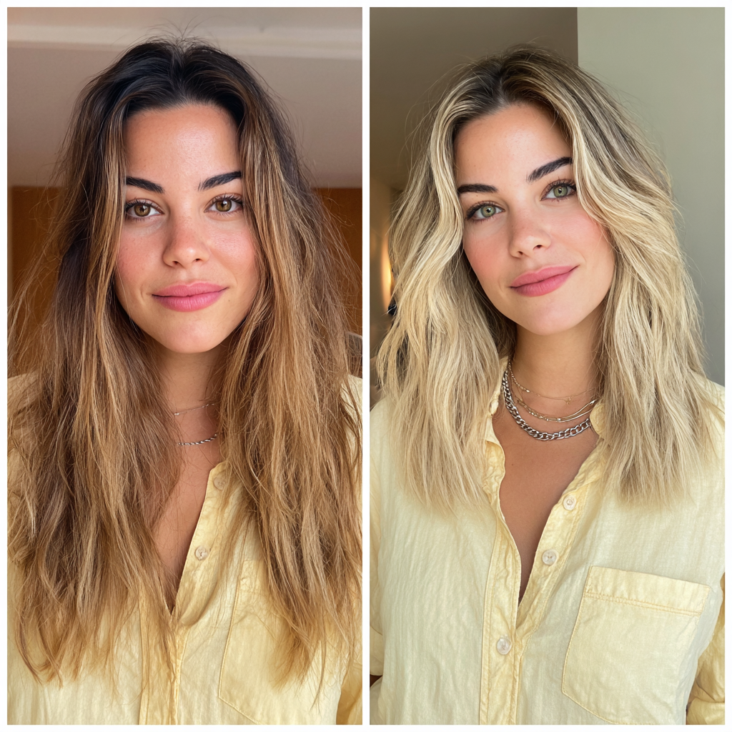 Chic Soft Root Melt Blonde Balayage with Textured Waves