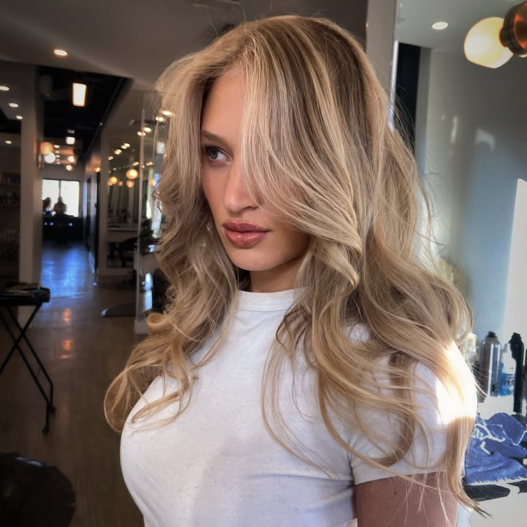 Glamorous Long Soft Root Melt Blonde Balayage with Soft Layers