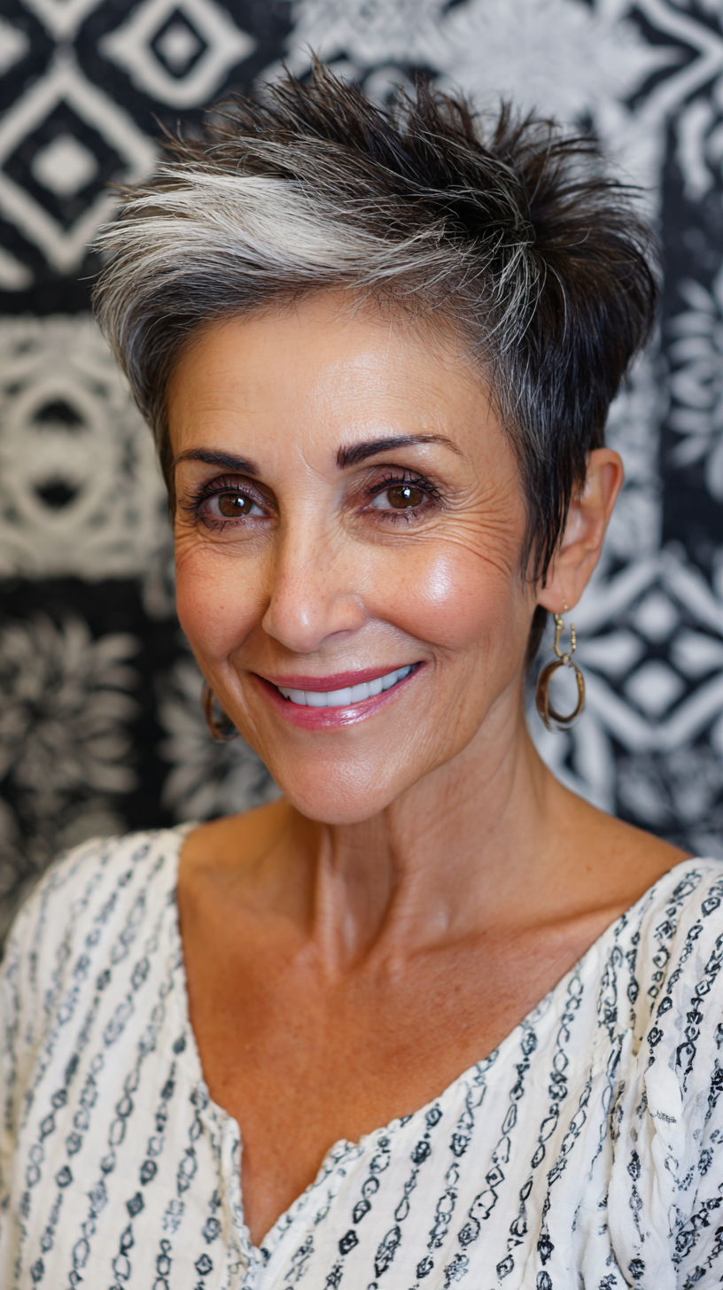 Dynamic Textured Silver Pixie with Edgy Layers