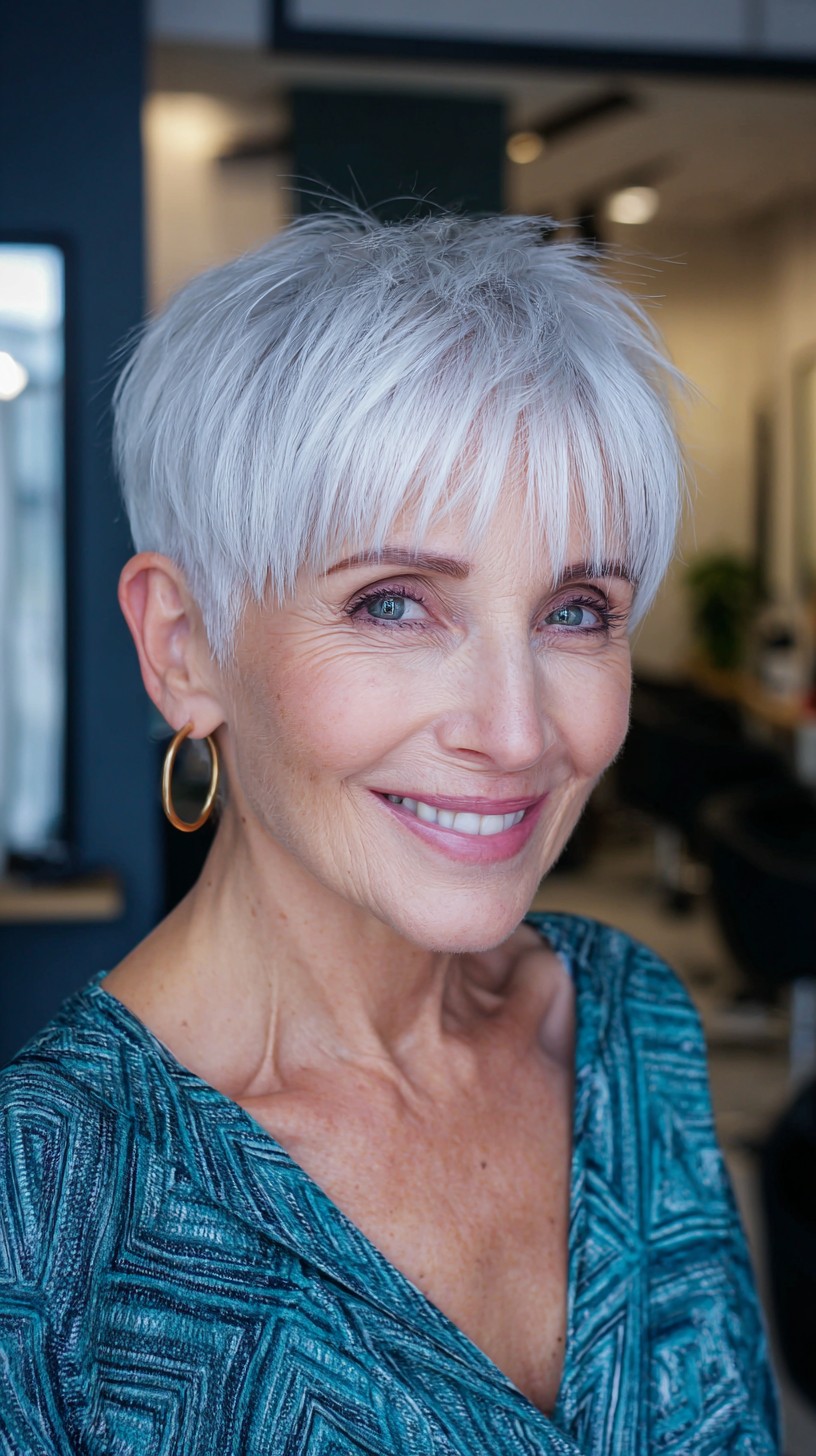 Chic Silver Short Crop with Textured Volume