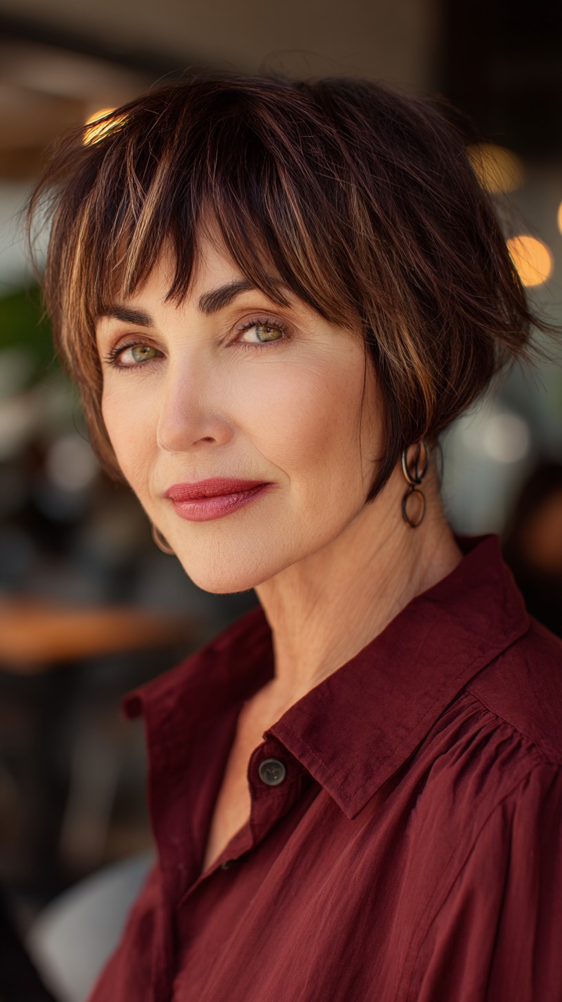 Dynamic Chestnut Bob with Soft Bangs