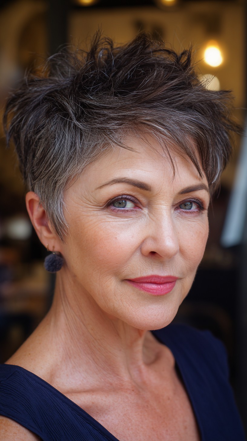 Dynamic Salt-and-Pepper Textured Spiky Cut