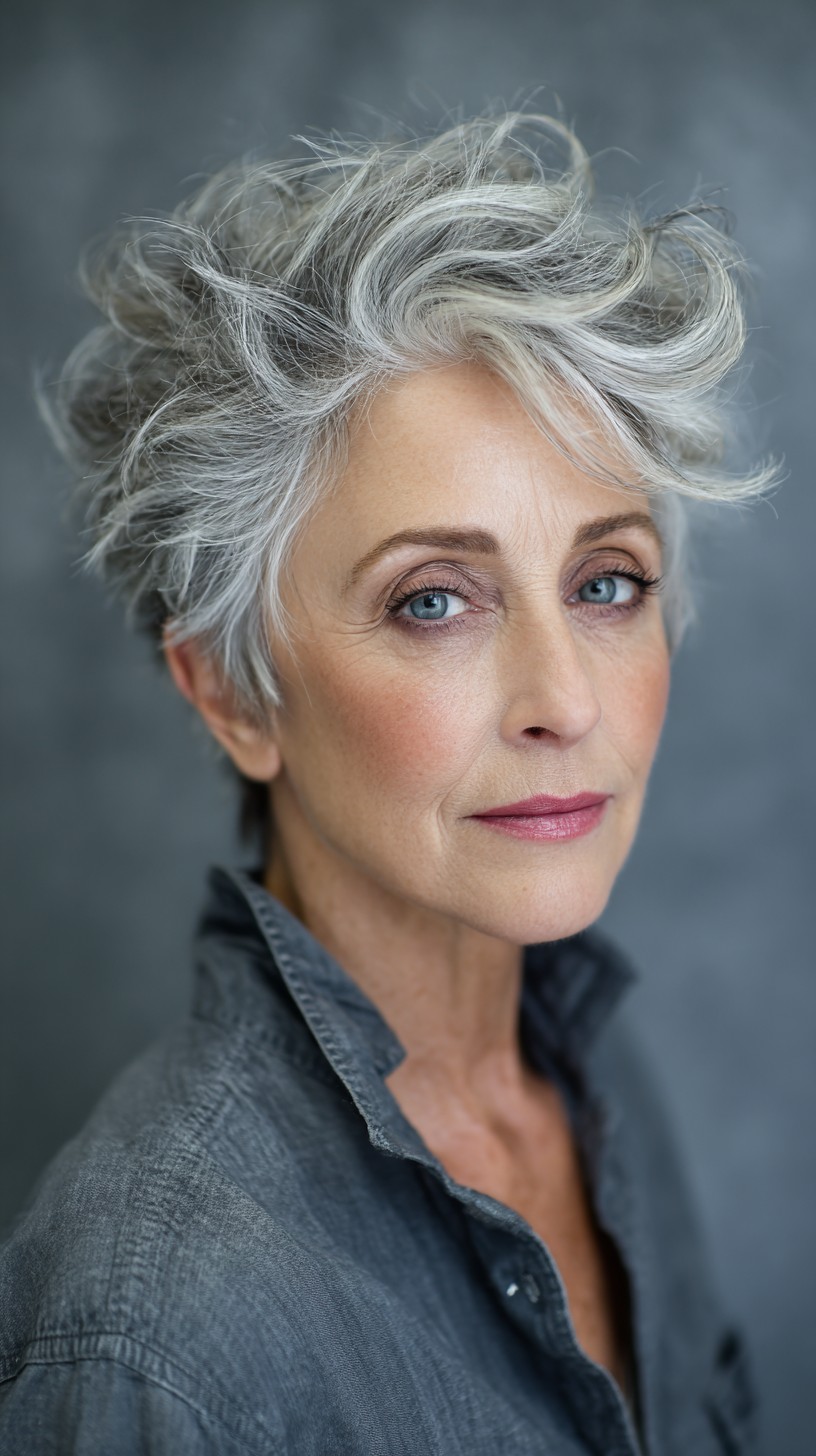 Effortless Silver Waves with Soft Balayage