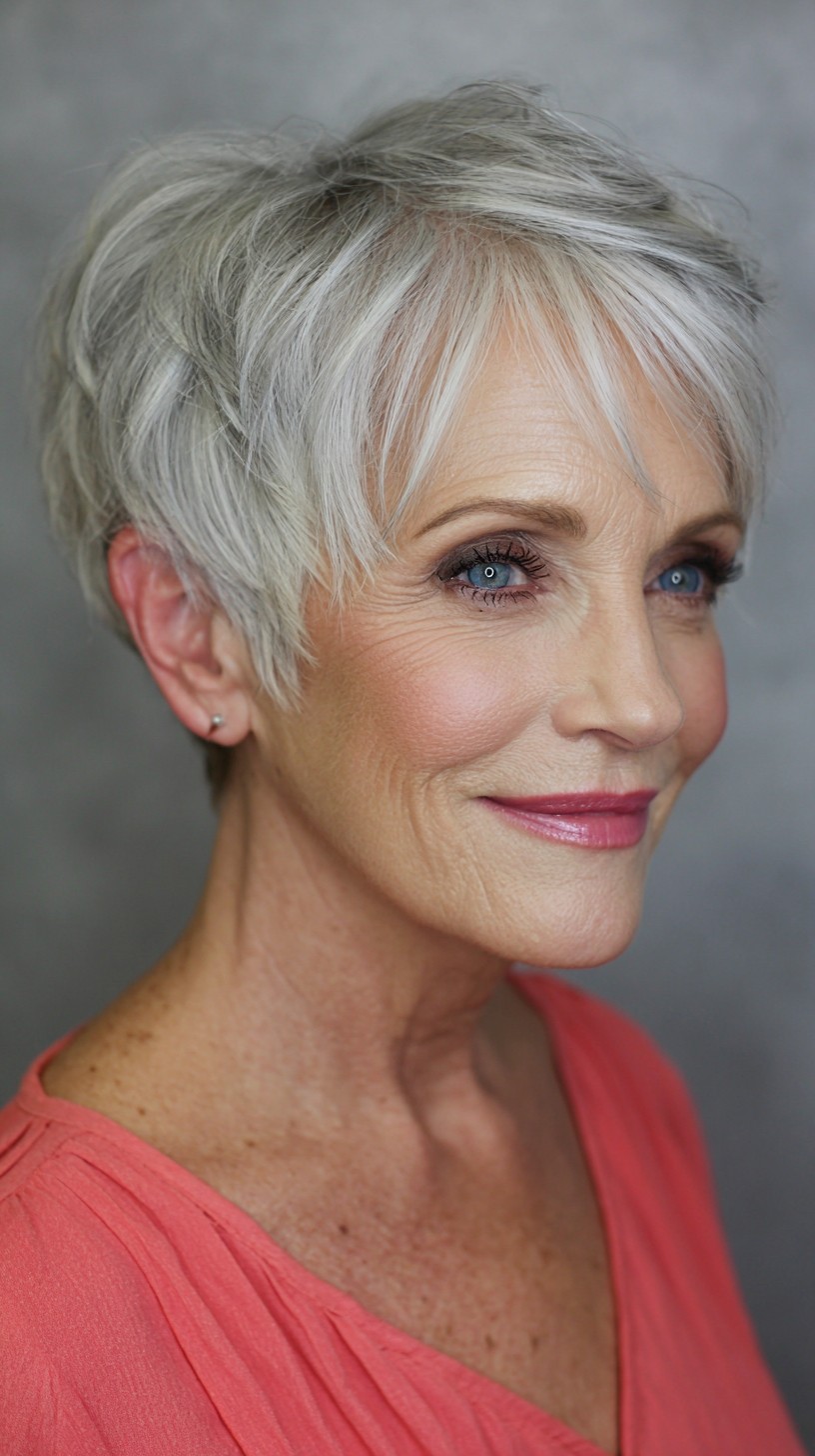 Sleek Silver Pixie with Textured Layers