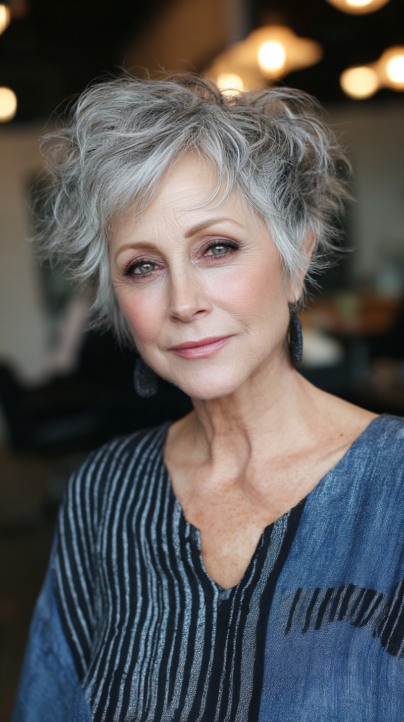 Stylish Silver Layered Shag for Mature Women