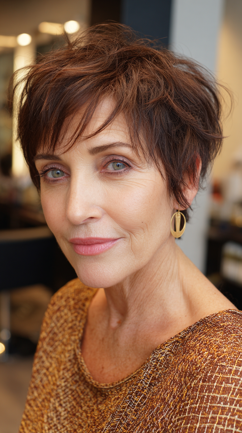 Textured Short Crop with Soft Bangs