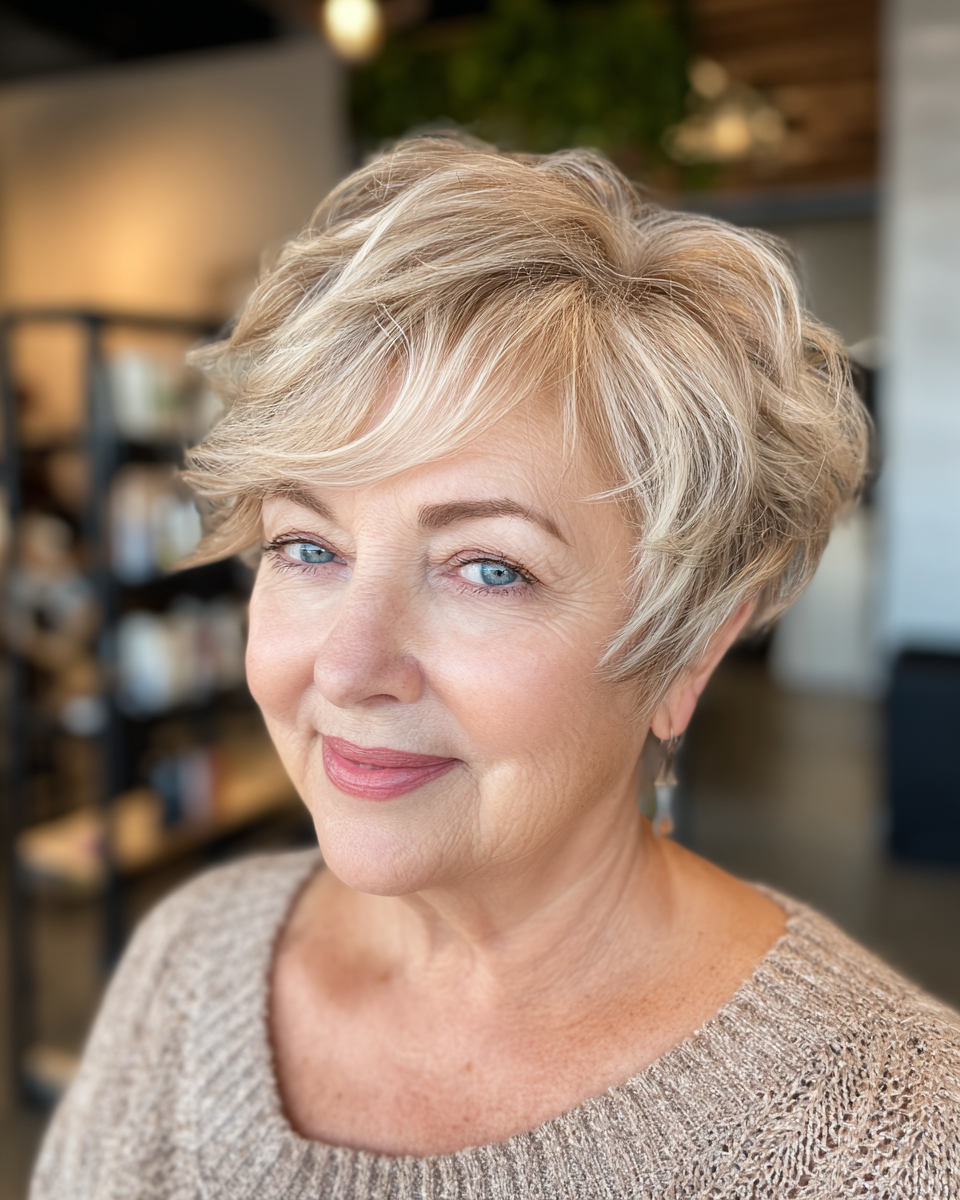 Chic Layered Textured Pixie for Round Faces