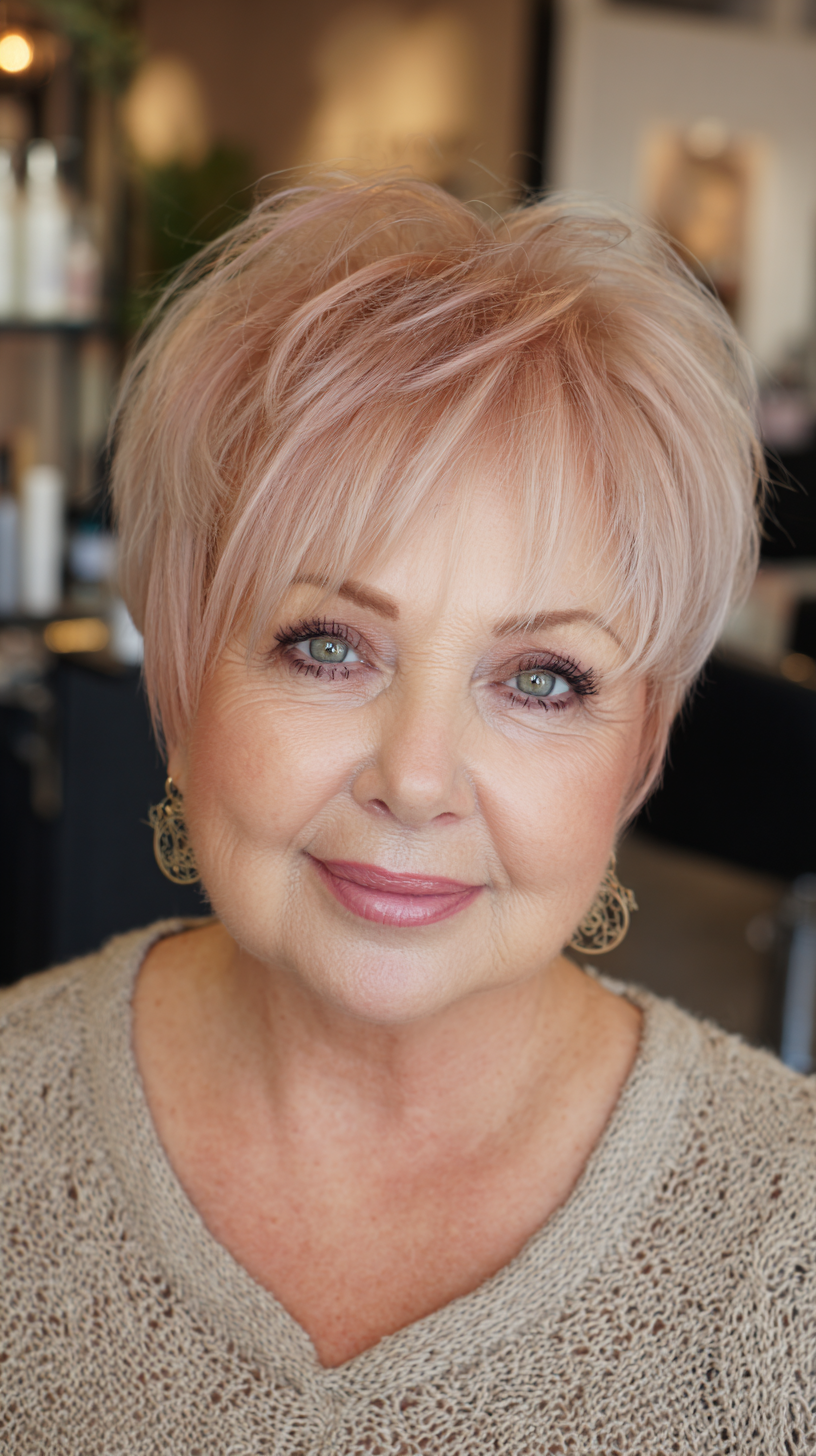 Chic Soft Textured Pixie for Round Faces