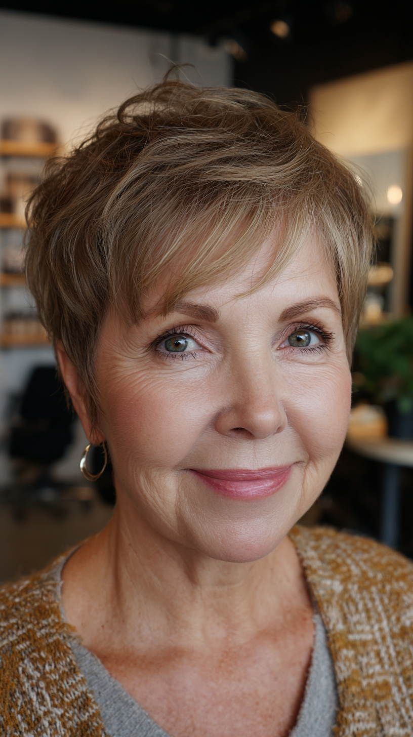 Chic Textured Pixie with Subtle Highlights