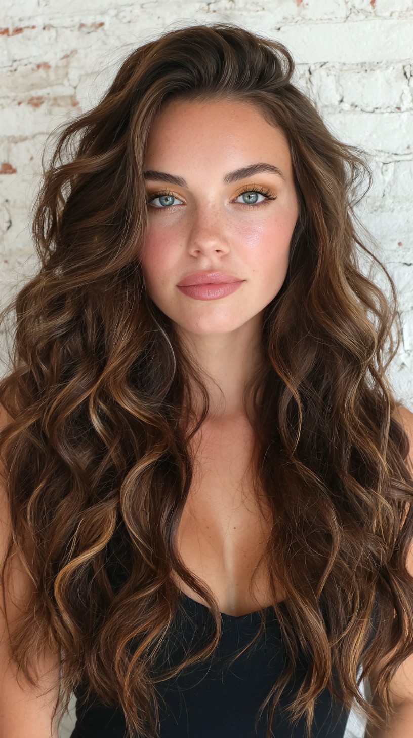 Deep Chestnut Waves with Luminous Highlights