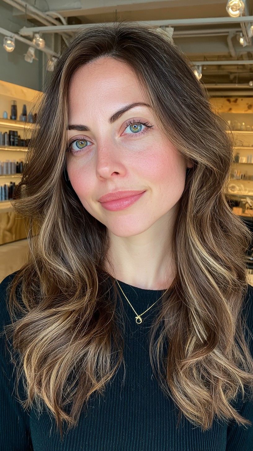 Dimensional Brunette Waves with Subtle Highlights