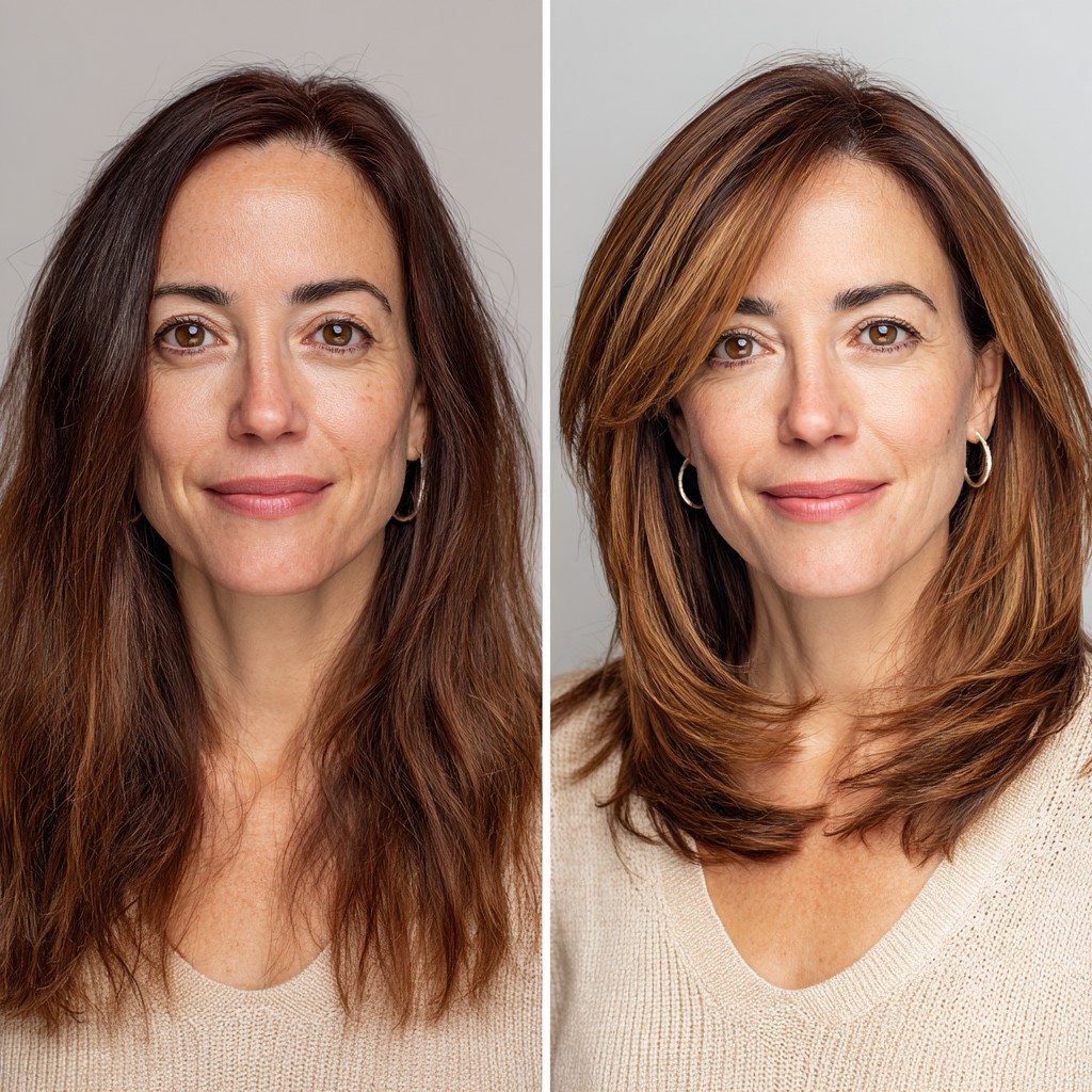 Dynamic Caramel Swirl with Soft Volume Layers