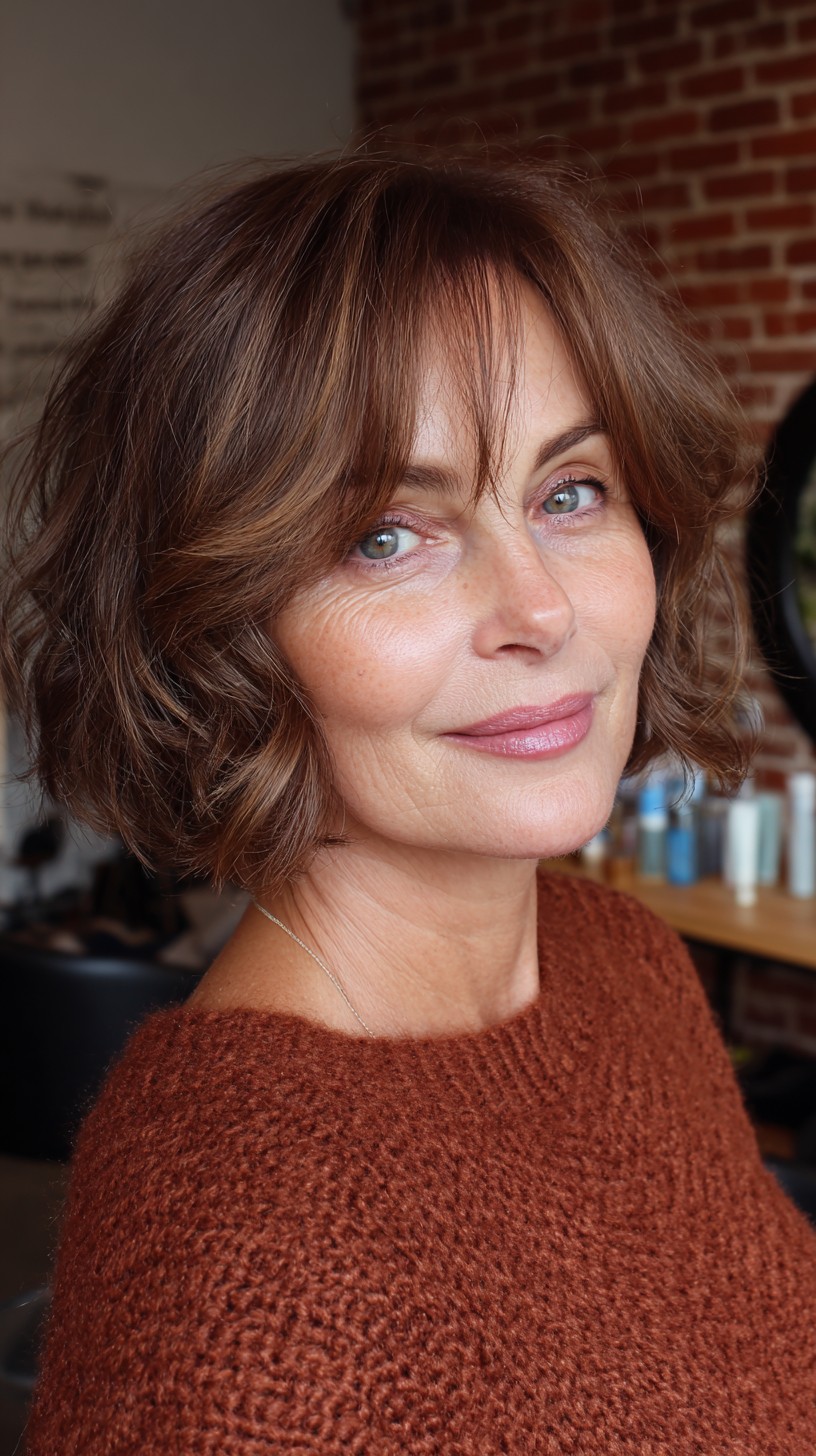 Elegant Russet Stacked Bob with Gentle Waves