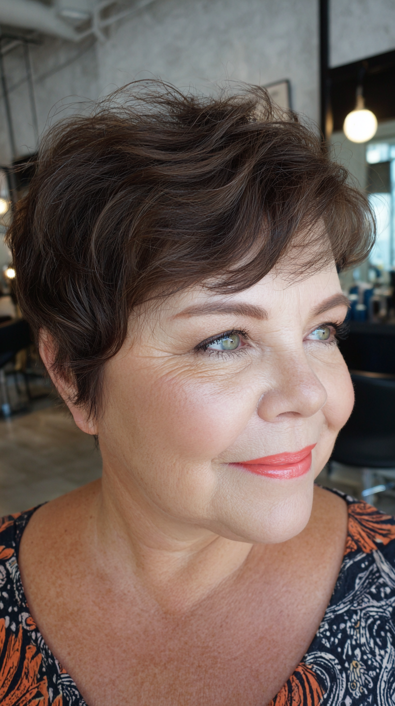 Playful Textured Short Crop for Round Faces