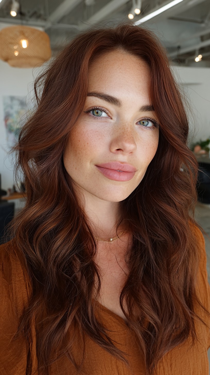 Rustic Auburn Cascading Waves