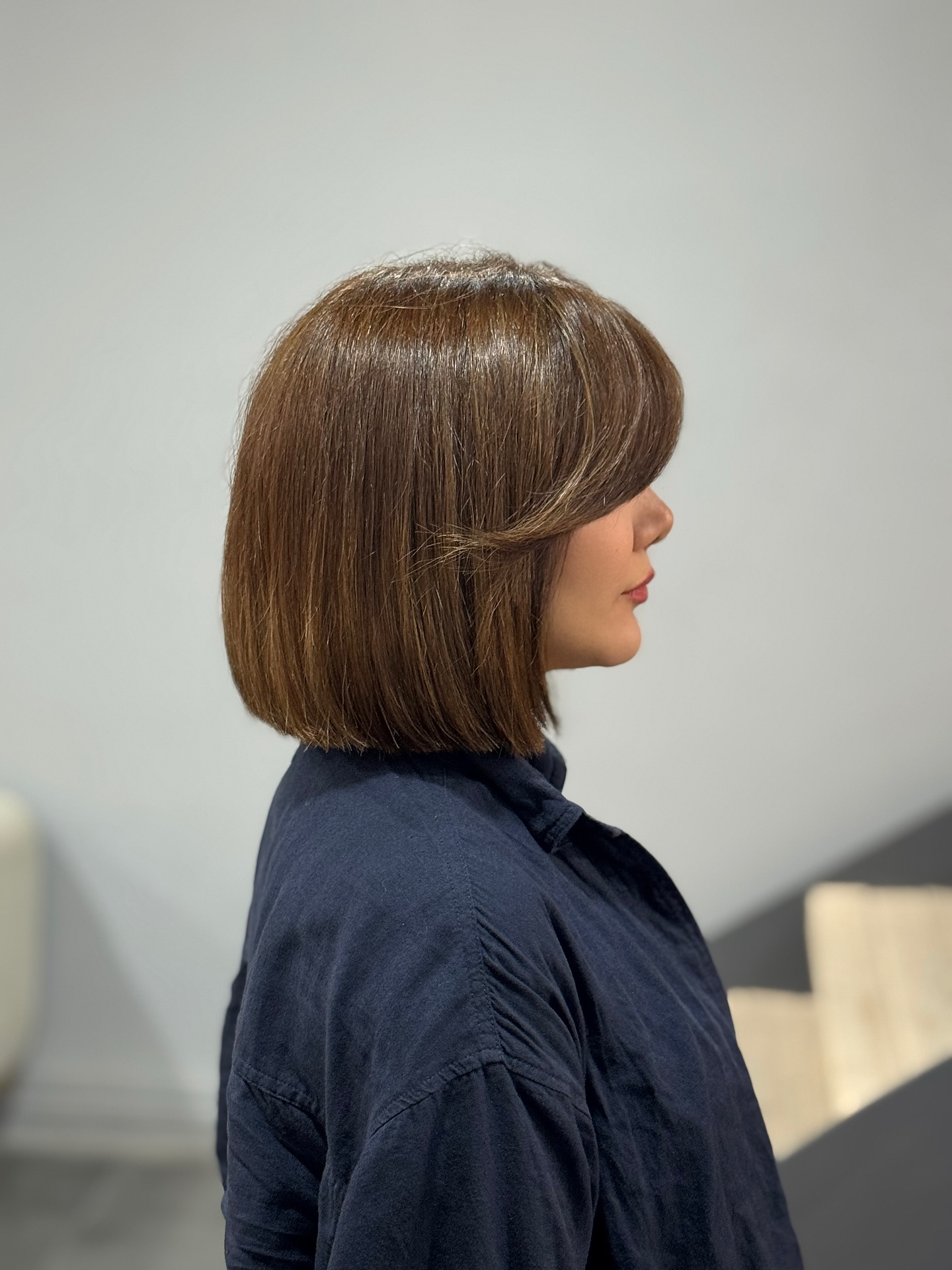 Sleek Classic Bob with Soft Side Swept Bangs