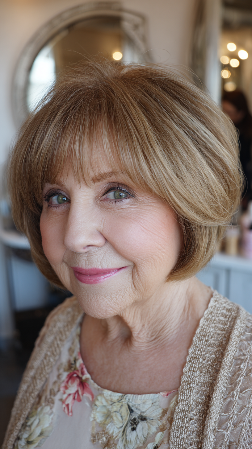 Soft Textured Bob with Gentle Layers for Round Faces