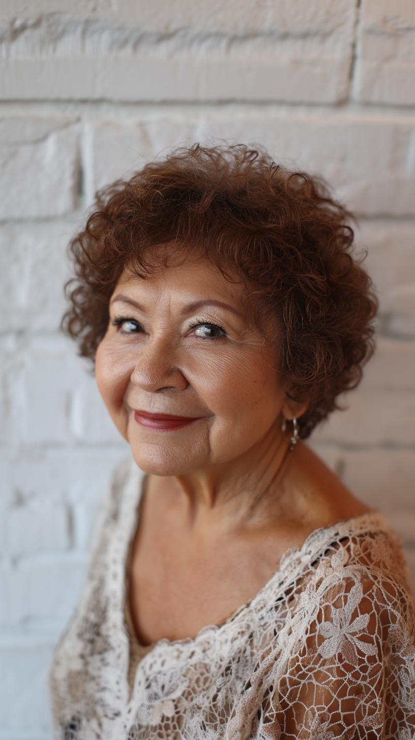 Textured Curly Crop for Round Faces