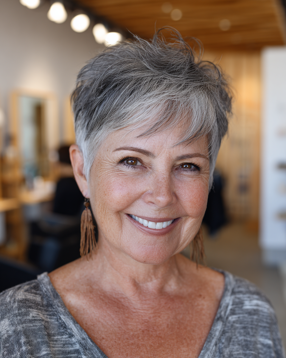Trendy Textured Pixie Cut for Round Faces